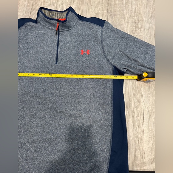 Under Armour Loose Cold-Gear Men's 2XL 1/4 Zip Navy/Grey Long Sleeve Pullover - Picture 12 of 14